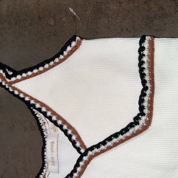 bishop + young White Tank Top with Black and Brown Accents - Picture 2 of 4